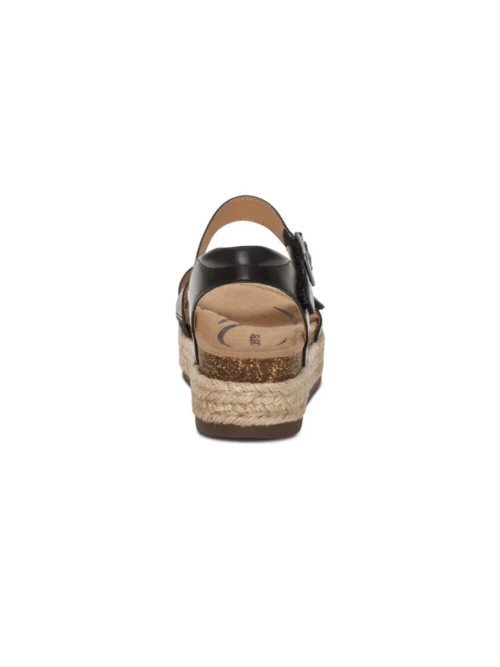 Aetrex Paula Espadrille Platform Sandals Size 7 Black Leather NWOB